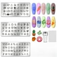 thumbnail image 1 of Kit de estampado de uñas con diseño de dibujos animados, incluye sello de silicona y raspador. Diseño vintage de jardín con flores y perros. Herramienta para decoración de uñas., 1 of 8