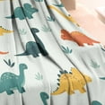 thumbnail image 3 of Light Green Dinosaurs Leaves Pattern Blanket,Comfortable Soft Lamb Wool Throw Blanket,All Season,Warm Lightweight Blankets for Sofa Bed Couch Living Room Chair,30"x40", 3 of 4