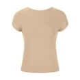 thumbnail image 4 of IROINNID Women's Crop Backless Tops Tight-Fitting Short Sleeve High-Neck Solid Color Tops, 4 of 5