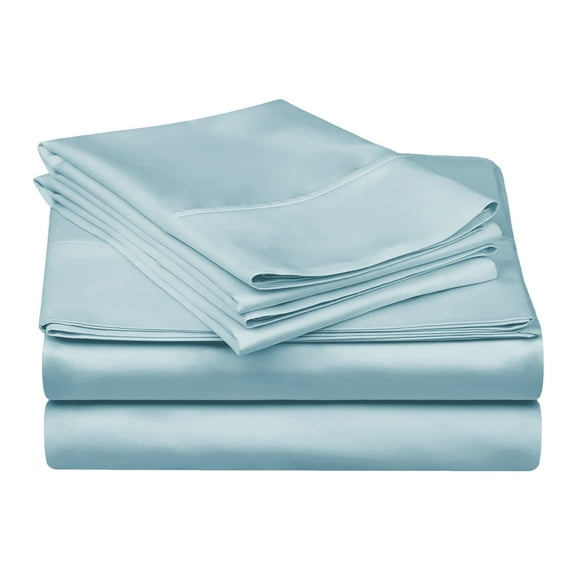 Superior 4-Piece 300 Thread Count Light Blue Egyptian Cotton Sheet Set, Queen