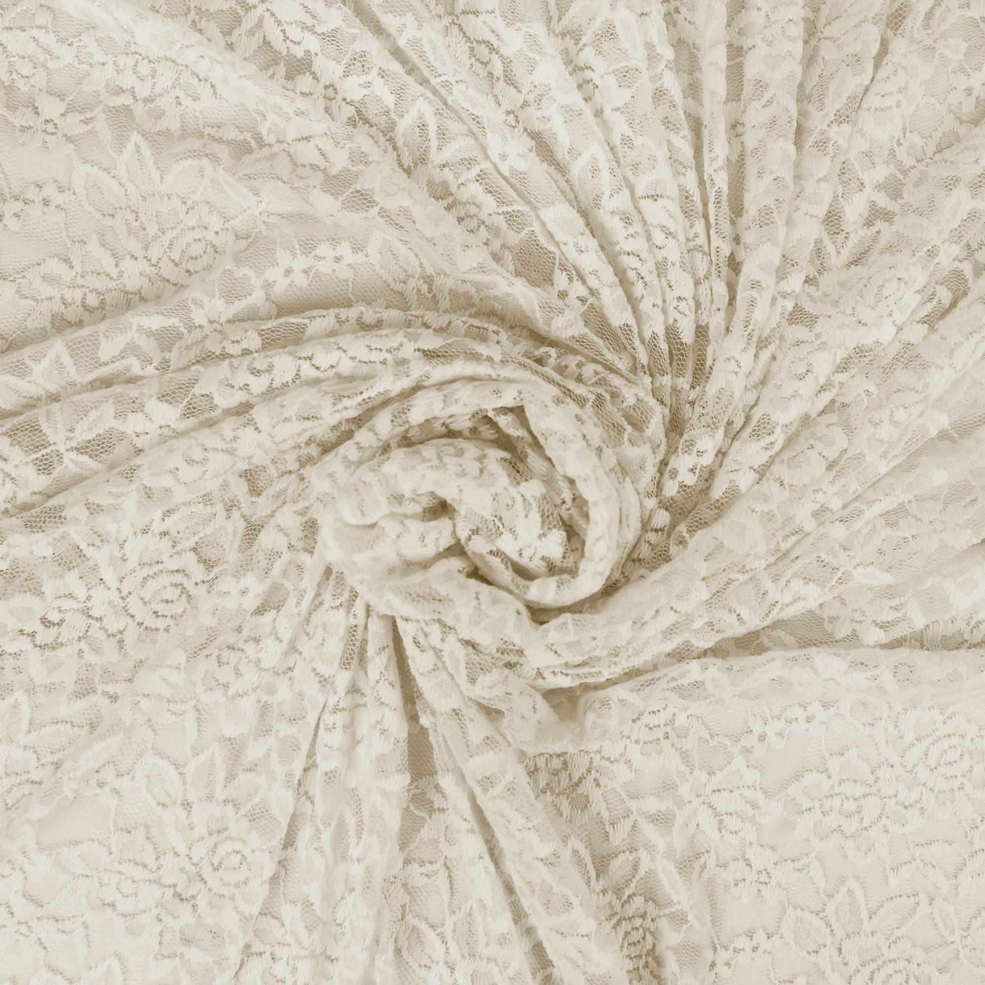 Romex Textiles Nylon Spandex Floral Lace Fabric - Cream