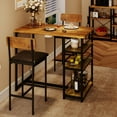 thumbnail image 3 of Dining Table Set for 2, Kitchen Table and Chairs with Wine Rack, Metal Frame Modern Bar Table Set with 2 Chairs, Rectangular Kitchen Table Set for Small Space, Apartment, 3 of 9