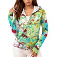 thumbnail image 3 of UPF 50+ Sun Protection Hoodie for Women - Abstract Fluid Art Print Long Sleeve Zip Up Jacket with Thumbholes & Pockets, Lightweight Summer Active Rash Guard Cyan M, 3 of 6