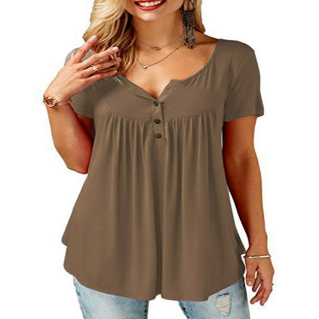 POINTERTECK Blouse Décontractée à Manches Courtes et Col en V pour Femmes, Blanc XXXXXL