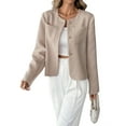 thumbnail image 2 of Women'S Short Elegant Jacket Top with Pockets Casual Fall Outfits Winter Coats Apricot Color L, 2 of 9