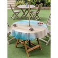 thumbnail image 4 of Outdoor Tablecloth with Umbrella Hole for Patio/Picnic/Party/Camping, Blue Coastal Waterproof Table Cloth Round Cover Washable, Beach Nautical Seaside Ocean Beige (Dia 60"), 4 of 9