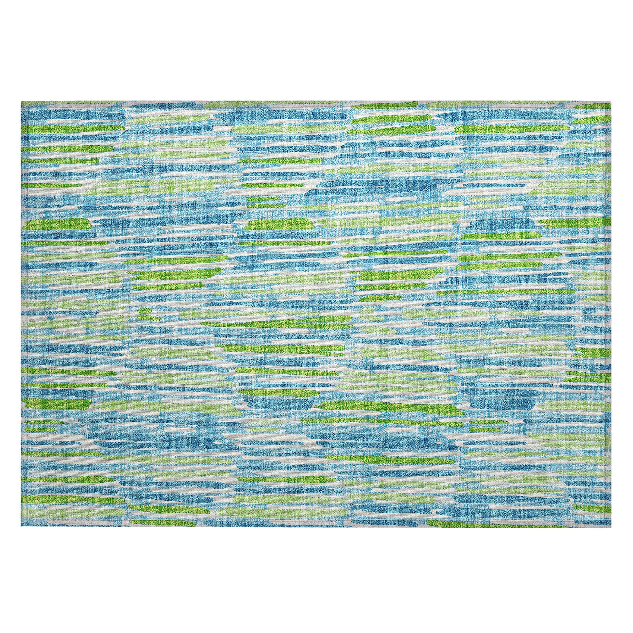 Addison Rugs Chantille Indoor/Outdoor Transitional Lines Aqua Washable Rectangle Rug, 1'8" x 2'6"