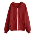 thumbnail image 5 of Zip Up Hoodies Women 2026 Spring Casual Long Sleeve Sweatshirts Fall Winter Track Jackets with Pockets Red XL, 5 of 5