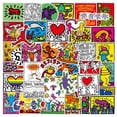 thumbnail image 1 of Paquete de pegatinas Keith Haring Anime, 50 unidades, vinilo impermeable, 1 of 4
