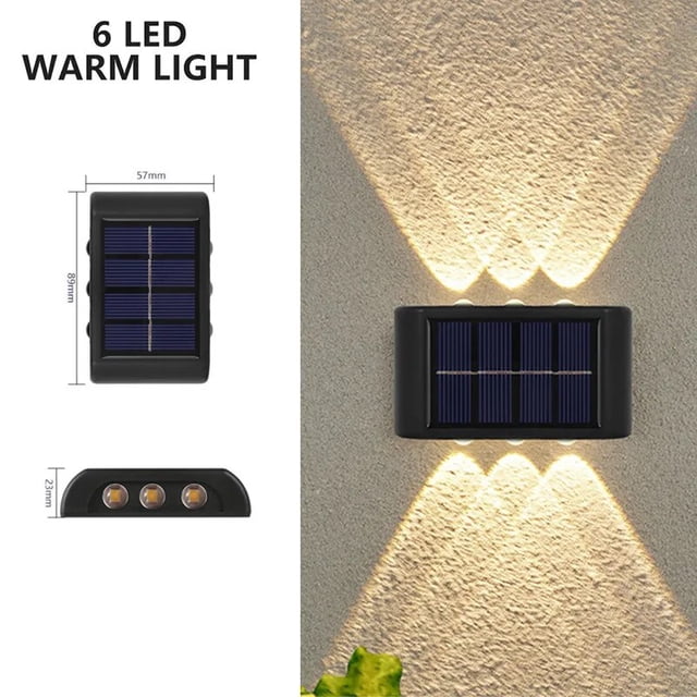 Lámpara Solar de pared para exteriores, luces LED solares impermeables, iluminación luminosa hacia arriba y hacia abajo para jardín, balcón, patio, lámparas de decoración de calle
