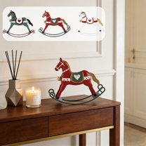 2026 Christmas Rocking Horse Hanging Ornament - Ideal for Decorations 2026 Tree & Tabletop Decor, Festive Wooden Horse Decor for Home Christmas Tree, Holiday Tabletop Figurine, 4.92*6.3in, D