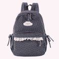 thumbnail image 7 of Corduroy Backpack, Polka Dot School Backpack with Bowknot, Lace Trim Schoolbag for Travel Shopping Outdoor, Gray, 7 of 7