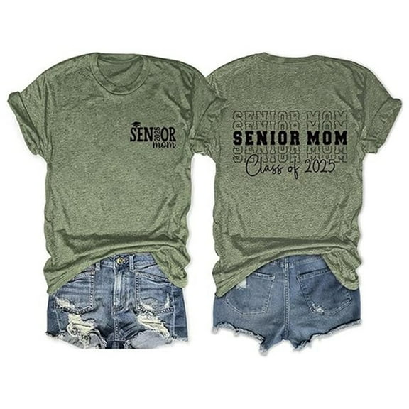 SHITINN Womens Basic Tops Women Senior Mom T Shirt Senior Mom Class Of 2025 Shirts Funny Mom Graphic Tees Graduatio Womens Short Sleeve Blouses Summer Tops