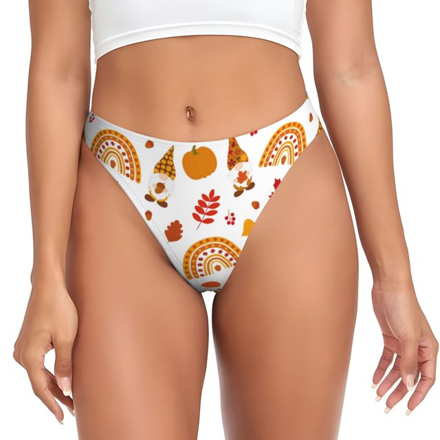 Balery Fall Gnomes Harvest Tangas de Algodón para Mujer con Estampado – Ropa Interior Sexy, Transpirable, G-string-XX-Large