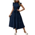 thumbnail image 1 of Timegard Robes d'Été pour Femmes 2025 à Volants Demi-Col Manches Courtes à Capuchon Ceinture Amples Décontractées Mode, 1 of 6