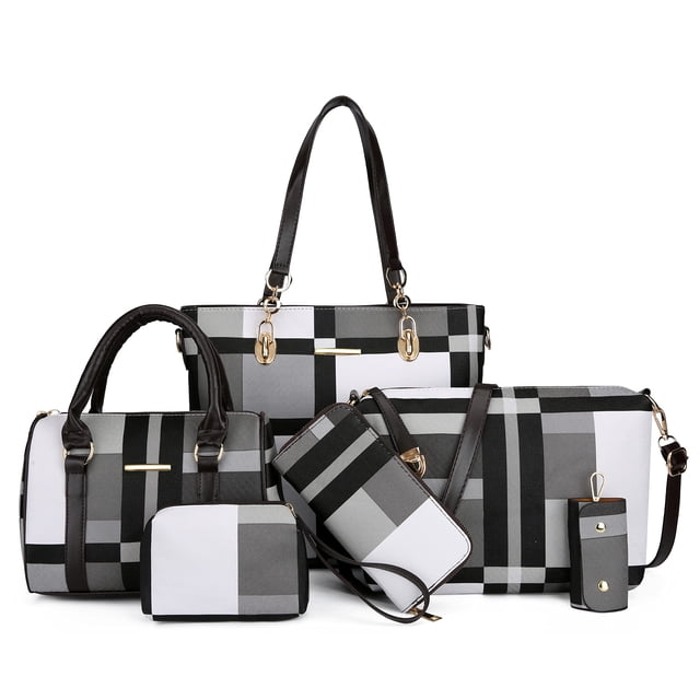 Bolso de hombro 2E-Youth con asa superior Negro Blanco Gris L