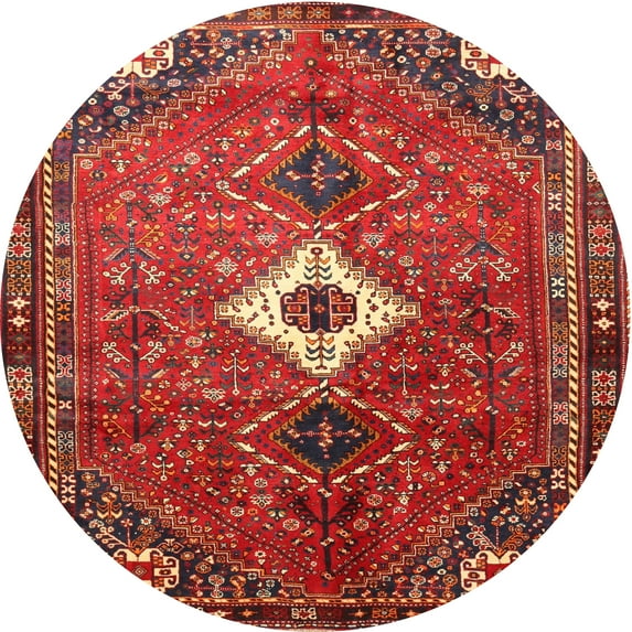 Ahgly Company Indoor Round Traditional Rust Pink Persian Area Rugs, 4' Round
