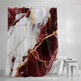 thumbnail image 3 of Shower Curtains for Bathroom, Marble Red Waterproof Fabric Shower Curtain, Modern Abstract Gold White Brick Stone Motif Decorative Bathroom Curtain for Bathtub, 72"x78", No Hooks Included, 3 of 9