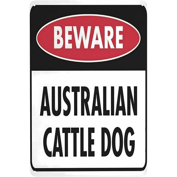 Beware of Australian Cattle Dog 8"x12" Warning Metal Sign, Vintage Wall Decor, Home Farm Bar Coffee Shop Club Decoration, Pet Security Sign