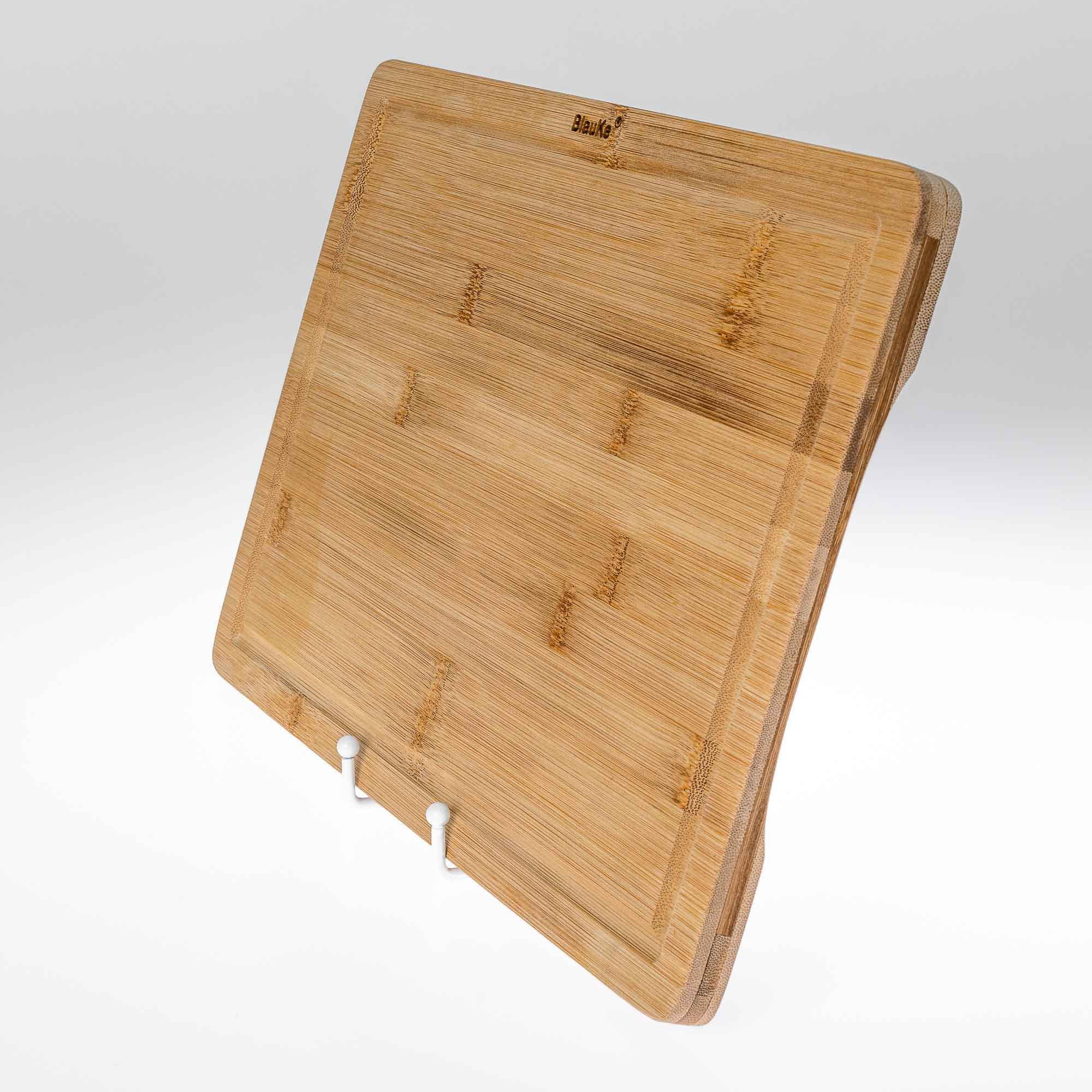 BlauKe® Wood Cutting Board for Kitchen – 15x10" Large Bamboo Cutting Board with Juice Groove and Handles – Wooden Chopping Board, Serving Tray