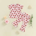 thumbnail image 2 of 2Pcs Toddler Girls Summer Outfits Set – Cute Flower Short Sleeve T-Shirt & Pants Gift Set Summer 2Pcs Gift Outfits Set Girls' Clothing Set Girls Summer Set 1-5 Years,2-3 Years, 2 of 3