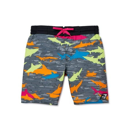 Laguna Boys 8-20 Tropical Stripe Zippered Pocket Swim Trunk Shorts, Sizes 8-20, UPF 50+