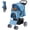 Blue, variant on LiteHaven Foldable Pet Stroller, Cat/Dog Stroller with 4 Wheels | Pet Travel Carrier Strolling Cart with Storage Basket, Cup Holder (Blue)