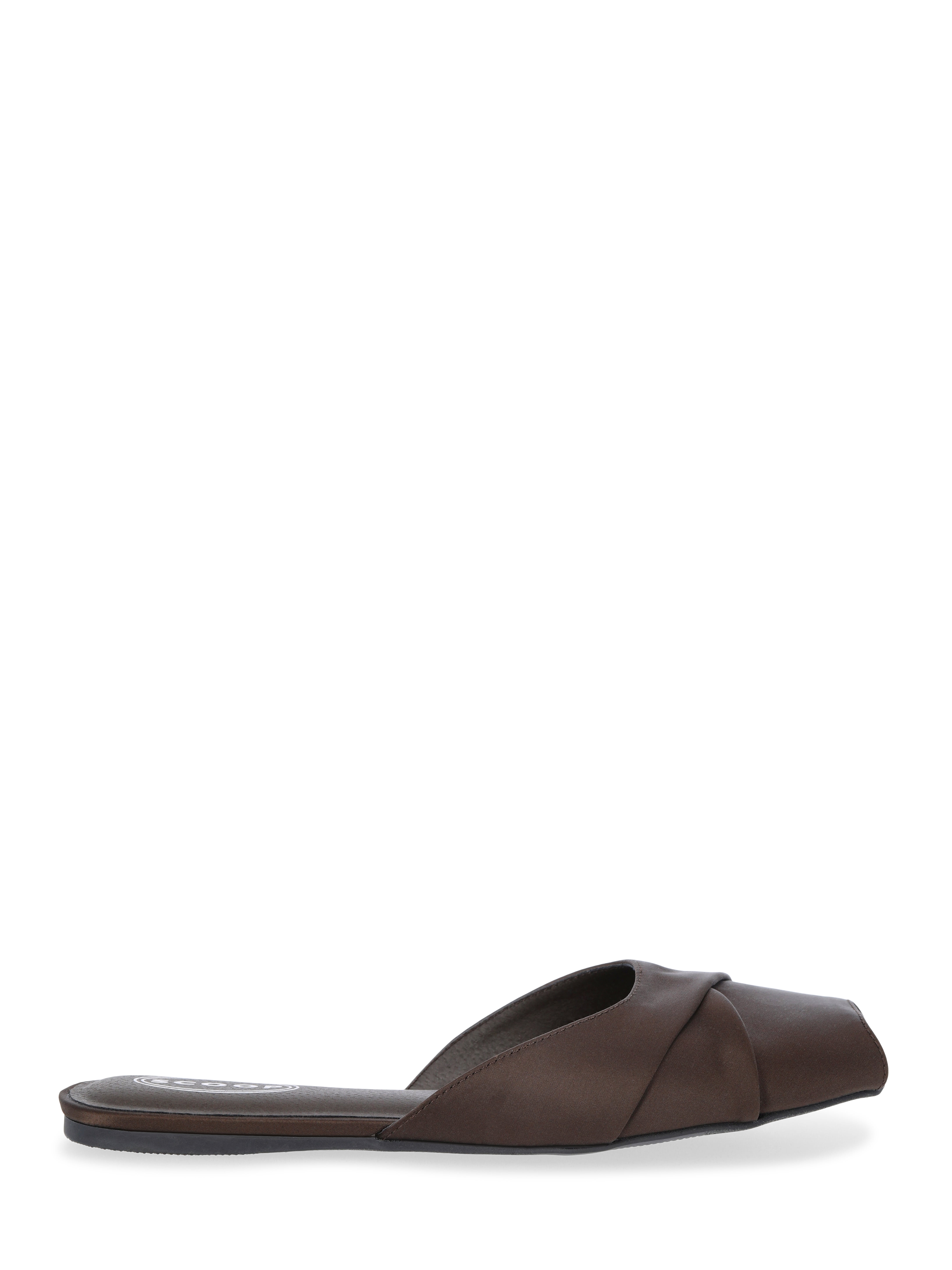 Scoop Women's Satin Slip On Peep Toe Flat Sandals