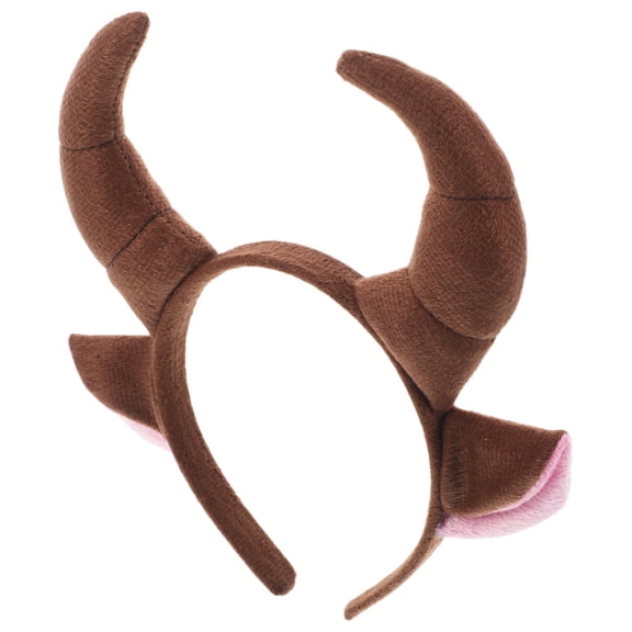 OUNONA Animal Horns Headband Bull Ears Headband Coffee Fabric 1Set for Costume Cosplay