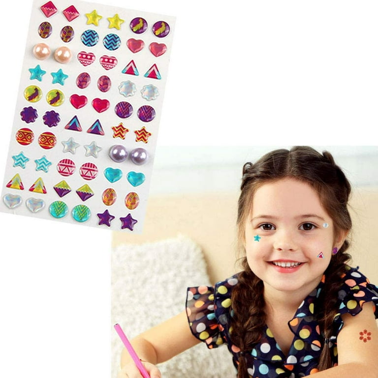 Claire's Stick On Earrings - Girls 3D Sticker Earrings Self-Adhesive  Glitter Craft Gem Stickers