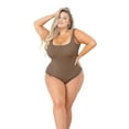 thumbnail image 2 of POSESHE Women's Plus Size Square Tank Bodysuit in Light Brown, S-5X, 2 of 5