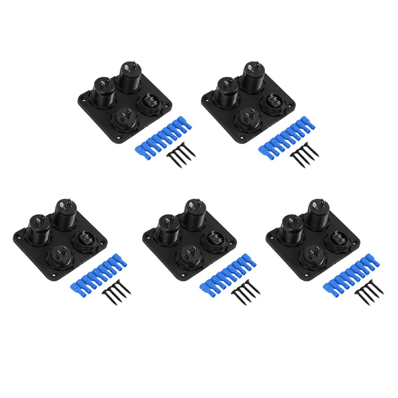 5X 4 Function Panel Dual USB Charger Green LED Volt 12V Power Outlet on-OFF Switch