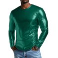thumbnail image 2 of LWavelet Men's Shiny Red Long-Sleeve T-Shirt - Sleek Fabric, Perfect for Night Outfits & Fashionable Casual Style Green XL, 2 of 9