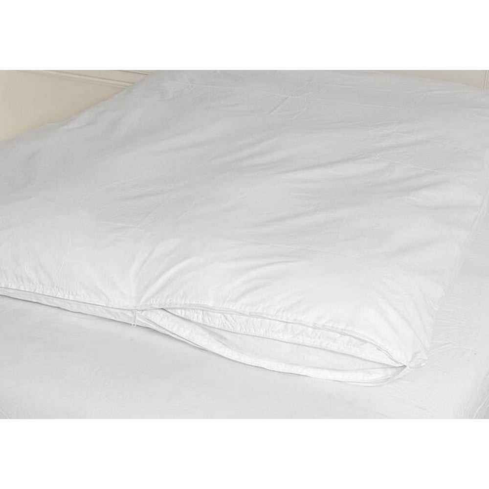 Cotton Zippered Feather Bed Cover WHITE / Twin