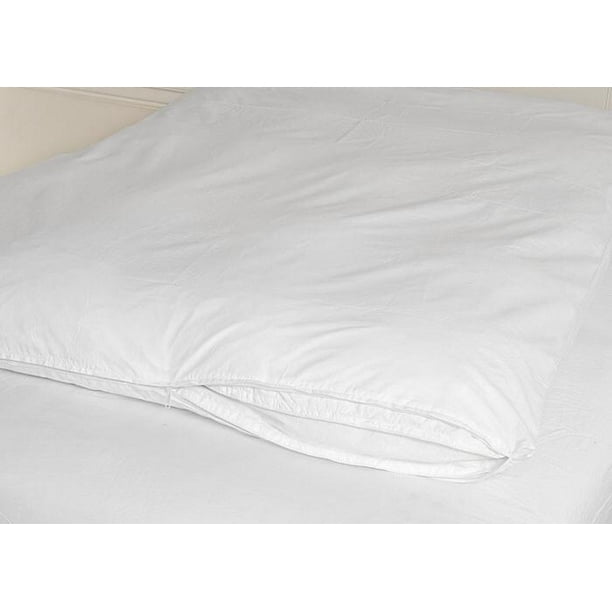 Cotton Zippered Feather Bed Cover White, Queen Feather Bed