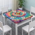 thumbnail image 3 of Colorful Rainbow Tie Dye Spiral Pattern Square Fitted Tablecloth with Elastic Edge,Square Table Cover,Washable Elastic Table Cover for Home Kitchen Party Decor 34"x34", 3 of 6