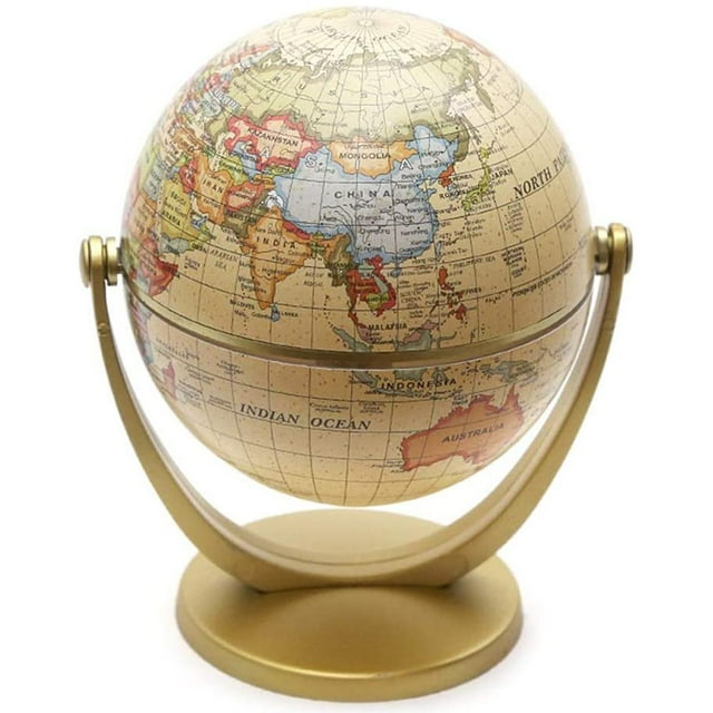 Mini Globo Terráqueo Vintage, Mapa Del Mundo, Edición En Inglés, Globo Terráqueo Giratorio De Escritorio Con Base, Aula De Geografía, Decoración Para El Hogar Y La Oficina Speravity HA035672-00