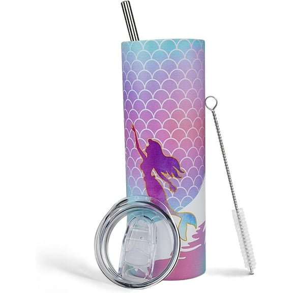 Mermaid Gifts,Mermaid Gifts for Women,Girls Birthday Gift,Adult 20oz Mermaids Tumbler With Lid And Straw Coffee Cup Stainless Steel Travel Mugs
