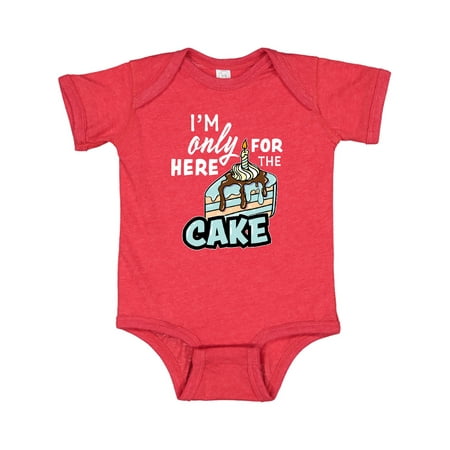 

Inktastic Im Only Here For The Cake with Cake Slice Illustration Gift Baby Boy Bodysuit
