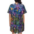 thumbnail image 6 of Fuzoiu Cosmic Purple Irises Print Women's Short-Sleeved Pajama Set,Lounge Sleepwear Set,Womens Pajama Sets 2 Piece,Button-Up Top and Shorts with Pockets-XX-Large, 6 of 7