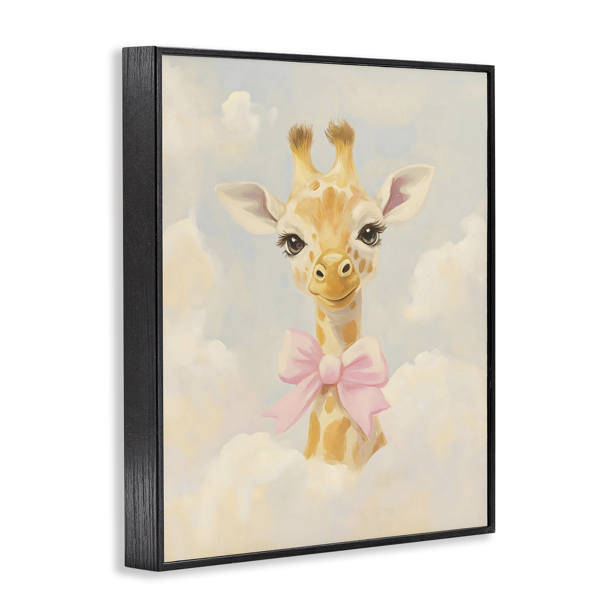 Stupell Industries Charming Giraffe In The Clouds Black Framed Giclee Art, design by The Prints Vibe