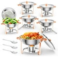 thumbnail image 1 of Twister.CK Ensemble de Plats Anti-Frottement pour Buffet, Lot de 6, Plats Ronds Anti-Frottement de 5 L, Réchaud à Alcool Amovible en Acier Inoxydable 201, pour Service au Buffet, Réchauds pour Fêtes, Événements des Fêtes et Traiteur, 1 of 9