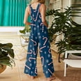 thumbnail image 6 of Resicozy Christmas Linen Jumpsuits for Women Adjustable Strap Xmas Print Romper Pajama Plus Size Pajamas Holiday Overalls Navy S, 6 of 6
