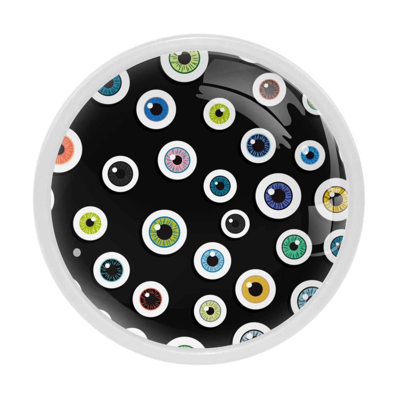 4 Pcs Colorful Eyeballs Knobs for Kitchen Cupboard Dresser