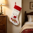 thumbnail image 7 of Qocolcyl Plush Embroidered Christmas Stockings, Cute Penguin Reindeer Santa Snowman Xmas Stocking with Red Cuff, Hanging Gift Bag for Fireplace Tree Indoor Christmas Decorations Holiday Family Party, 7 of 7