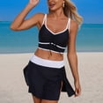 thumbnail image 4 of GEWSEY High Waisted Sporty Bikini Sets for Women Ruched Lace Up Bikini Tops & Swim Skirts 2 Piece Bathing Suits Swimsuit (Black, XXL), 4 of 9