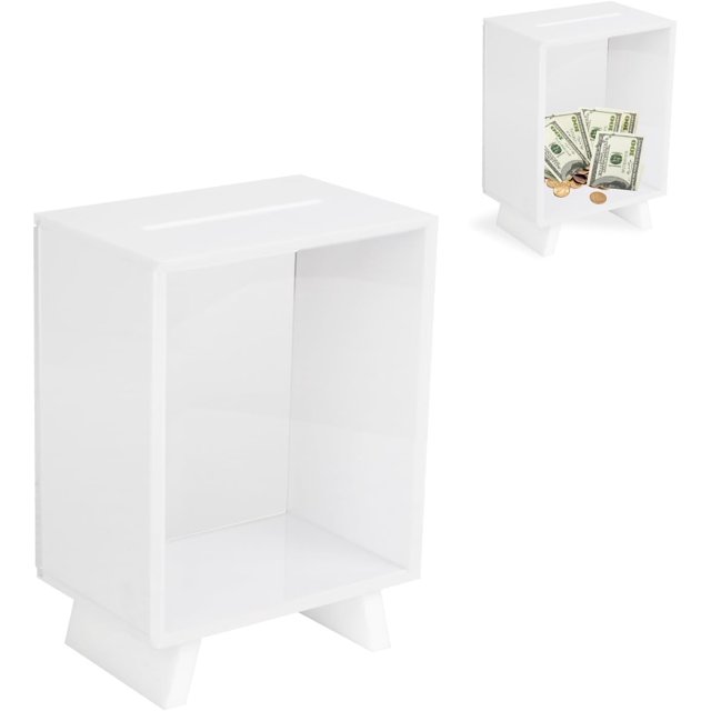 Lxmxgk Acrylic Piggy Bank, Acrylic Tips Box, Clear Piggy Bank Savings Box, Frame Coin Box, Cash Storage Container, Decorative Shadow Box, Clear Tips Coin Bank, Money Jar for Money Coin Cash Saving
