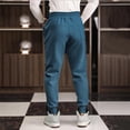thumbnail image 5 of Pantalones deportivos de invierno para hombre, de longitud completa, lisos, con cordón ajustable, de forro polar grueso, para correr al aire libre, cálidos, de poliéster, 5 of 5