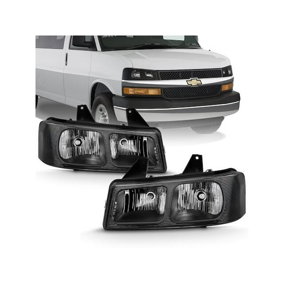 Headlight Set - Compatible with 2003 - 2017 Chevy Express 3500 2004 2005 2006 2007 2008 2009 2010 2011 2012 2013 2014 2015 2016