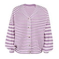 thumbnail image 4 of DPTALR Women's Casual Pullover Striped Printed Blouse Buttons Cardigan Long Sleeve Tops Sweater, 4 of 6
